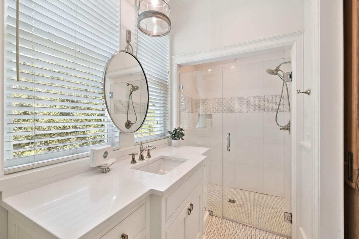 Bathroom, Dual Sink Vanities, Glass Shower, Interior
