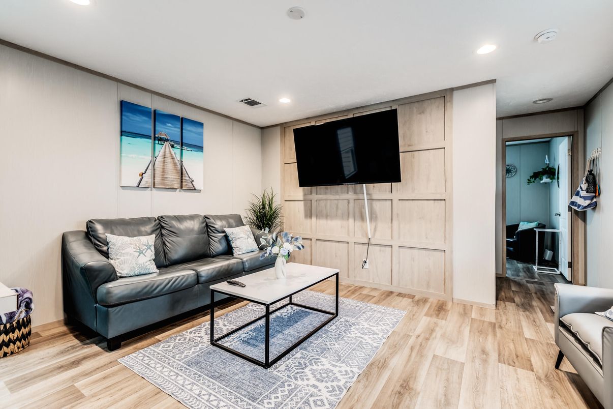 Interior, Living room, Recessed Lighting, Wood Texture Flooring