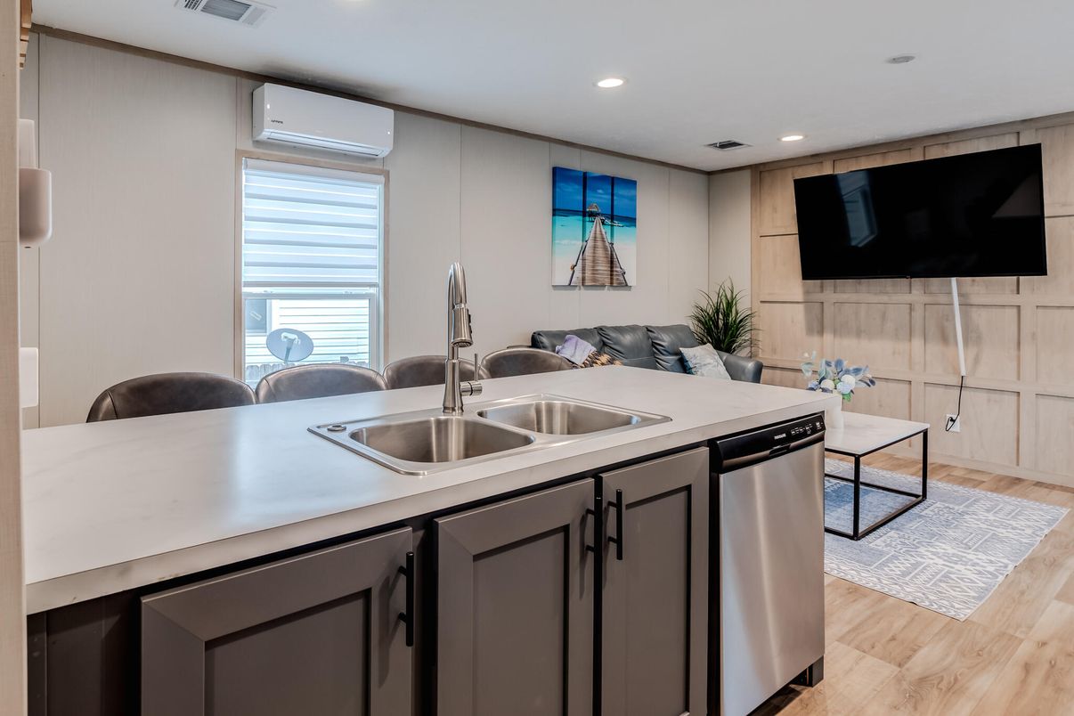 Interior, Kitchen, Recessed Lighting, Wood Texture Flooring