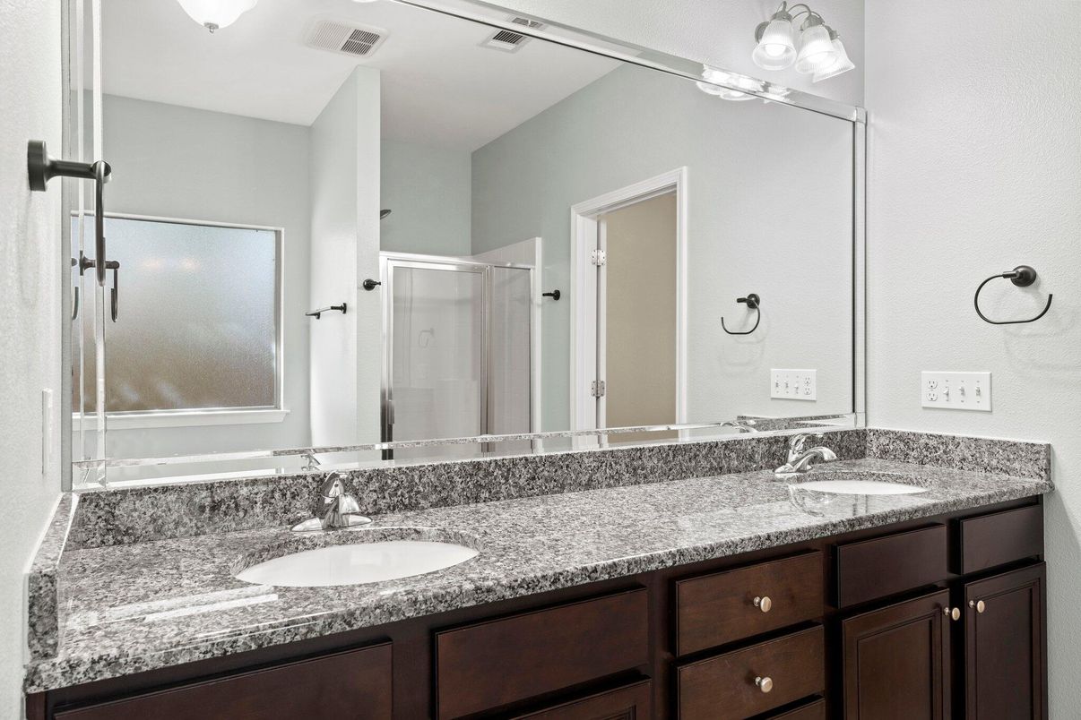 Bathroom, Dual Sink Vanities, Glass Shower, Interior