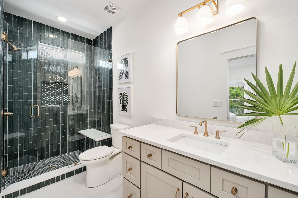 Bathroom, Glass Shower, Interior, Recessed Lighting