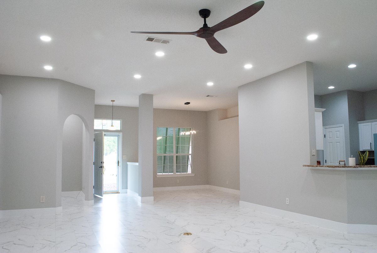 Empty room, Interior, Marble, Pendant Lights, Recessed Lighting