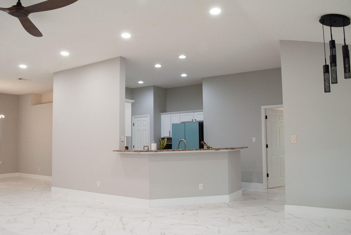 Interior, Kitchen, Marble, Pendant Lights, Recessed Lighting