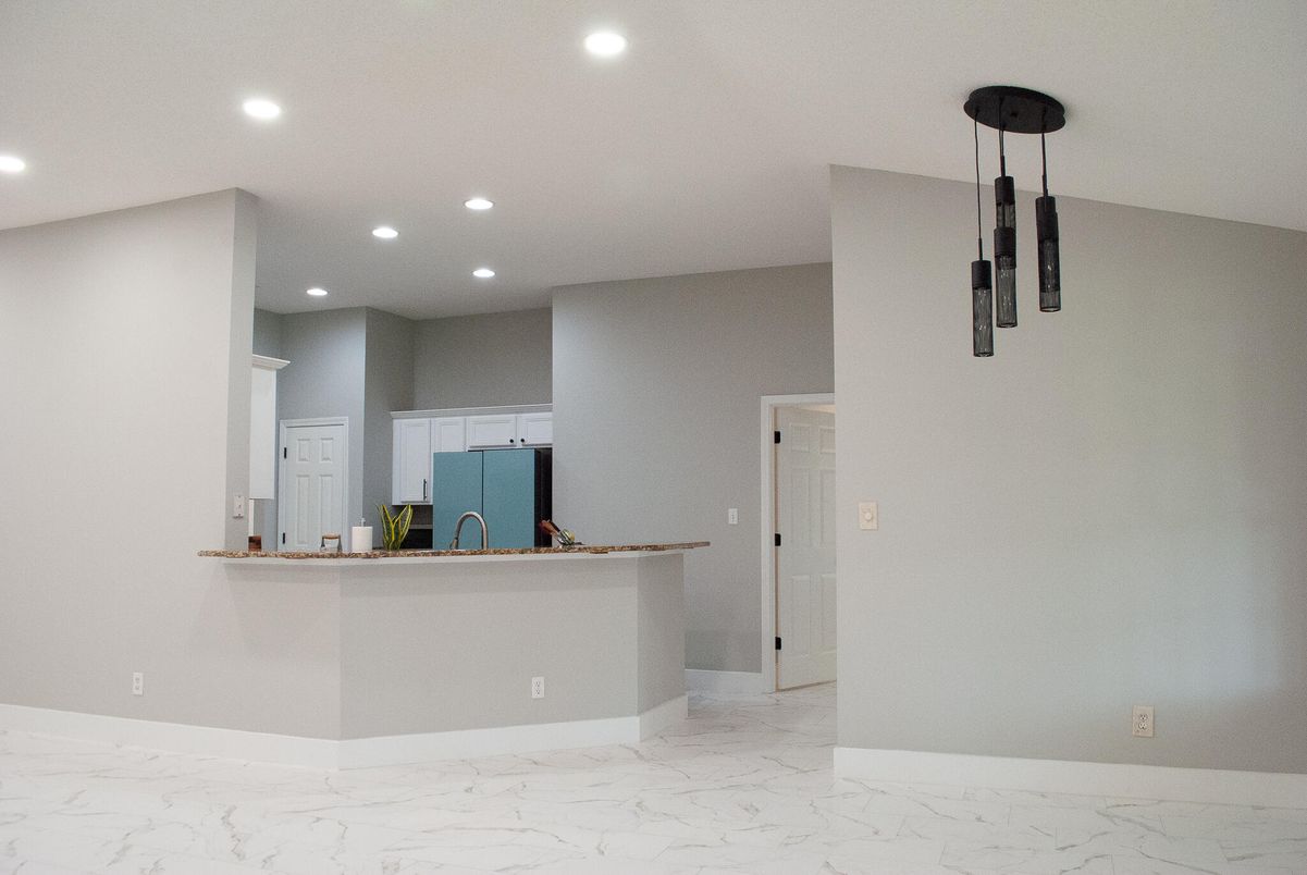 Interior, Kitchen, Marble, Pendant Lights, Recessed Lighting