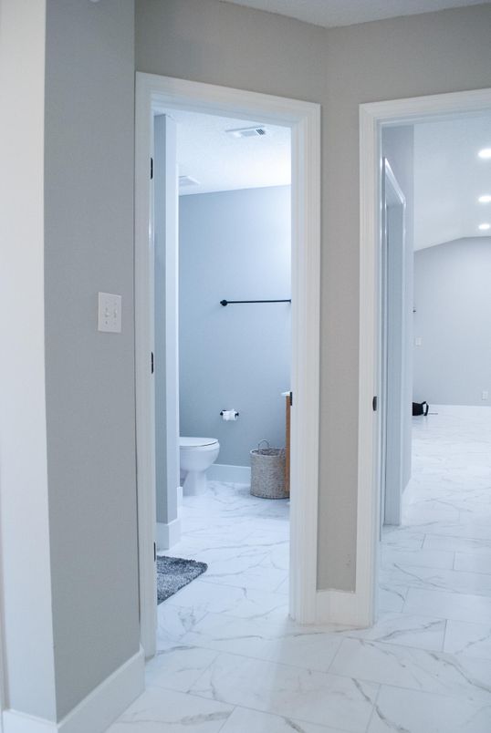 Bathroom, Interior, Marble, Recessed Lighting