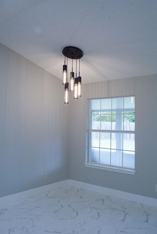 Empty room, Interior, Marble, Pendant Lights