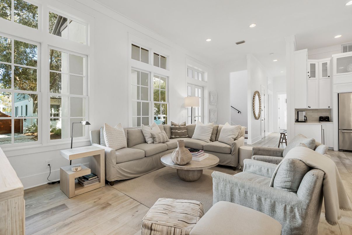 Interior, Kitchen, Living room, Recessed Lighting, Stainless Steel Appliances, Wood Texture Flooring