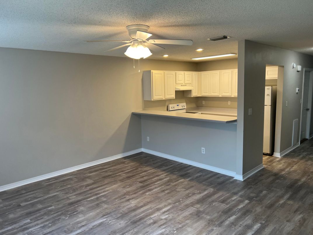 Interior, Kitchen, Recessed Lighting, Wood Texture Flooring