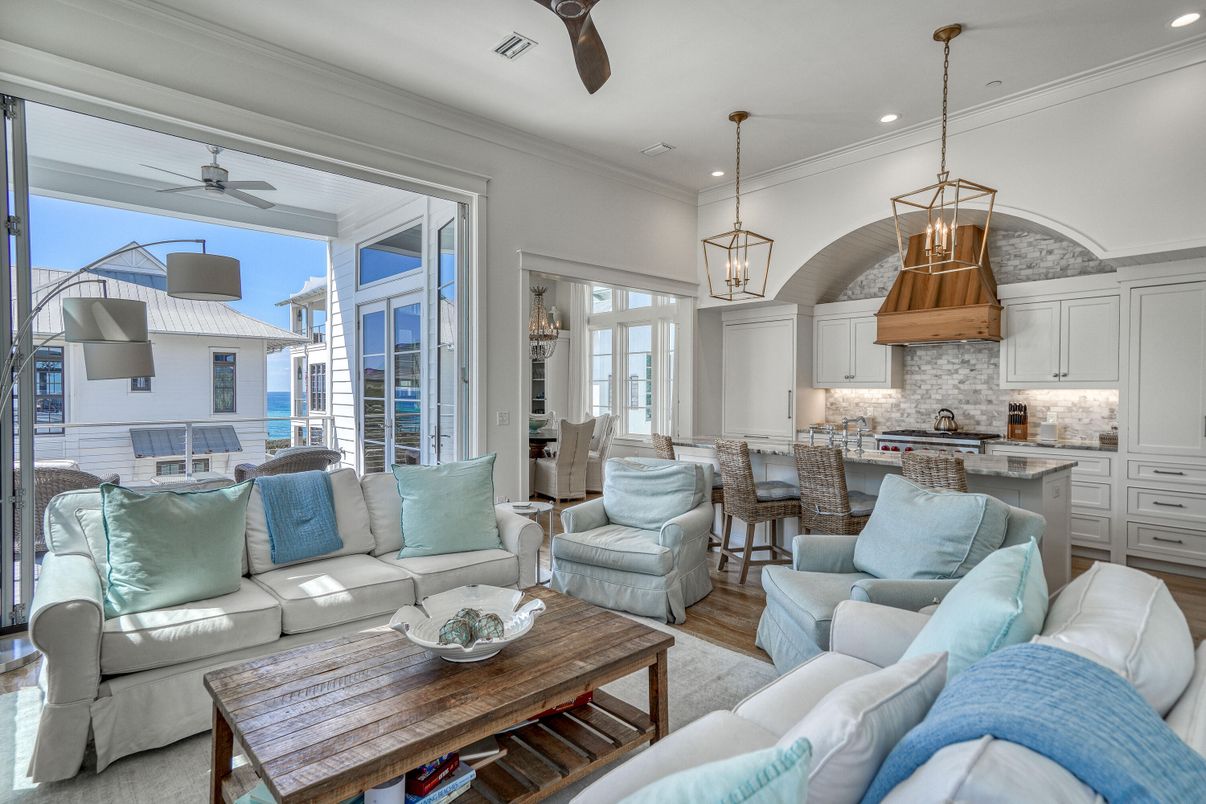 Dining room, Interior, Kitchen, Living room, Pendant Lights, Recessed Lighting, Wood Texture Flooring