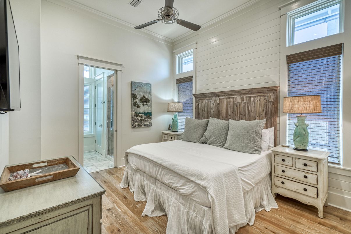 Bathroom, Bedroom, Glass Shower, Interior, Wood Texture Flooring