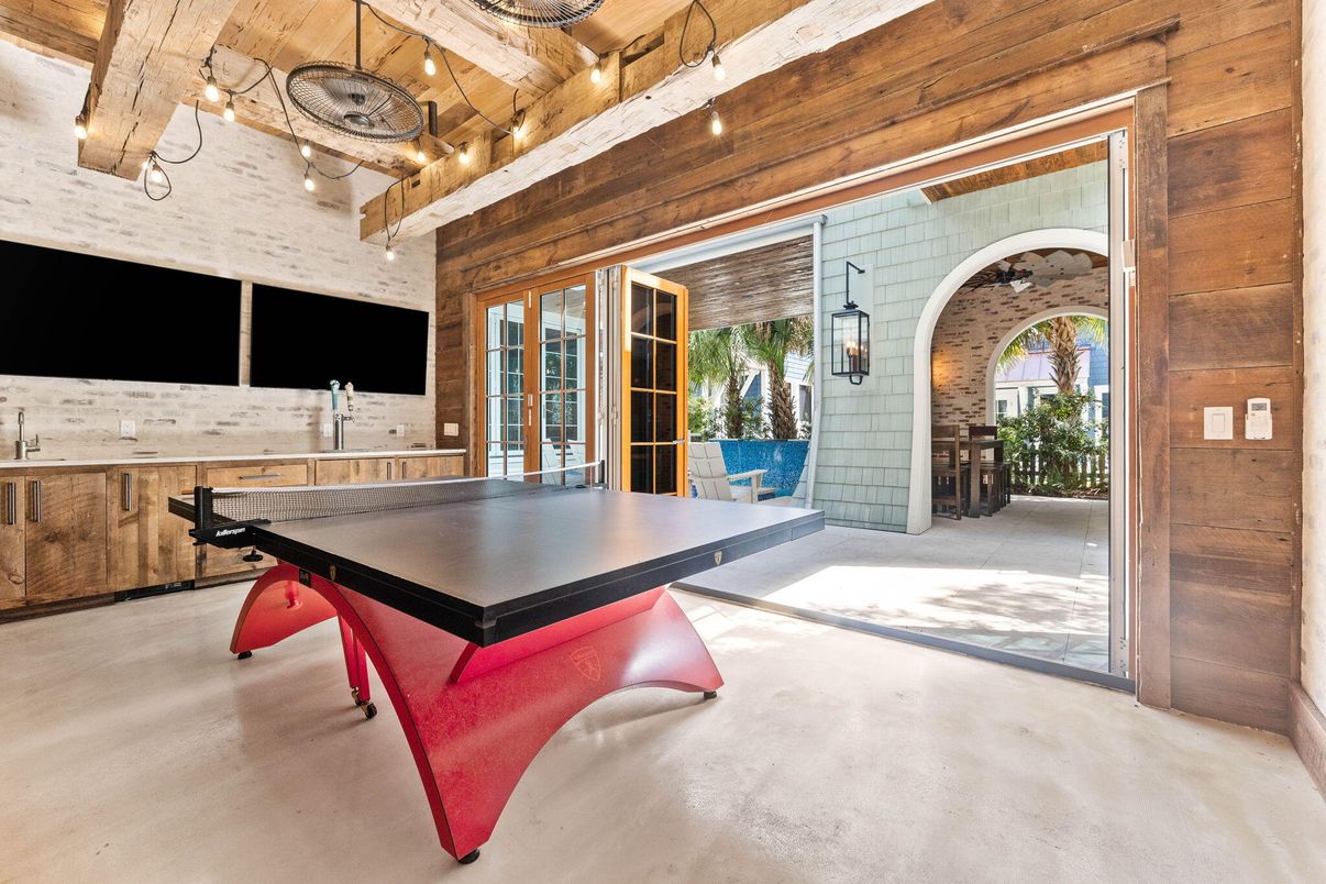 Game Room, Interior, Stone Walls, Wooden Beams, Wooden Walls