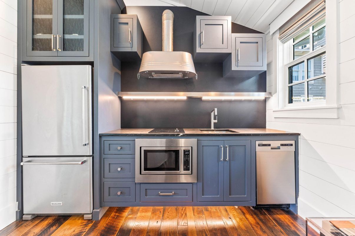 Interior, Kitchen, Stainless Steel Appliances, Wood Texture Flooring