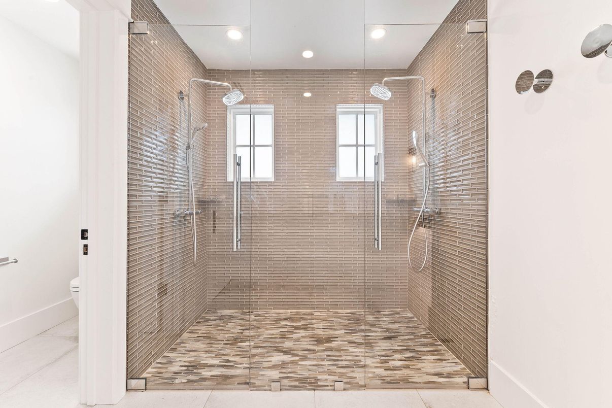 Bathroom, Glass Shower, Interior, Recessed Lighting