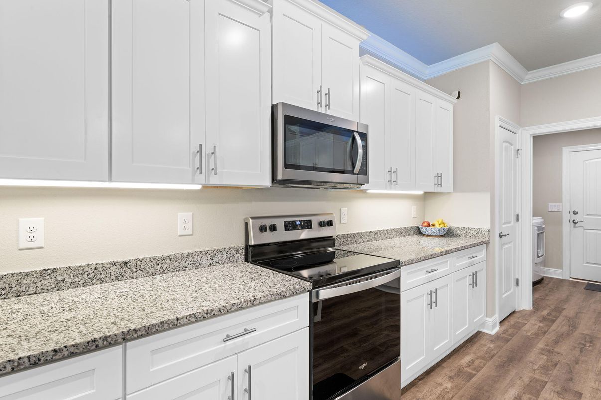 Interior, Kitchen, Recessed Lighting, Wood Texture Flooring