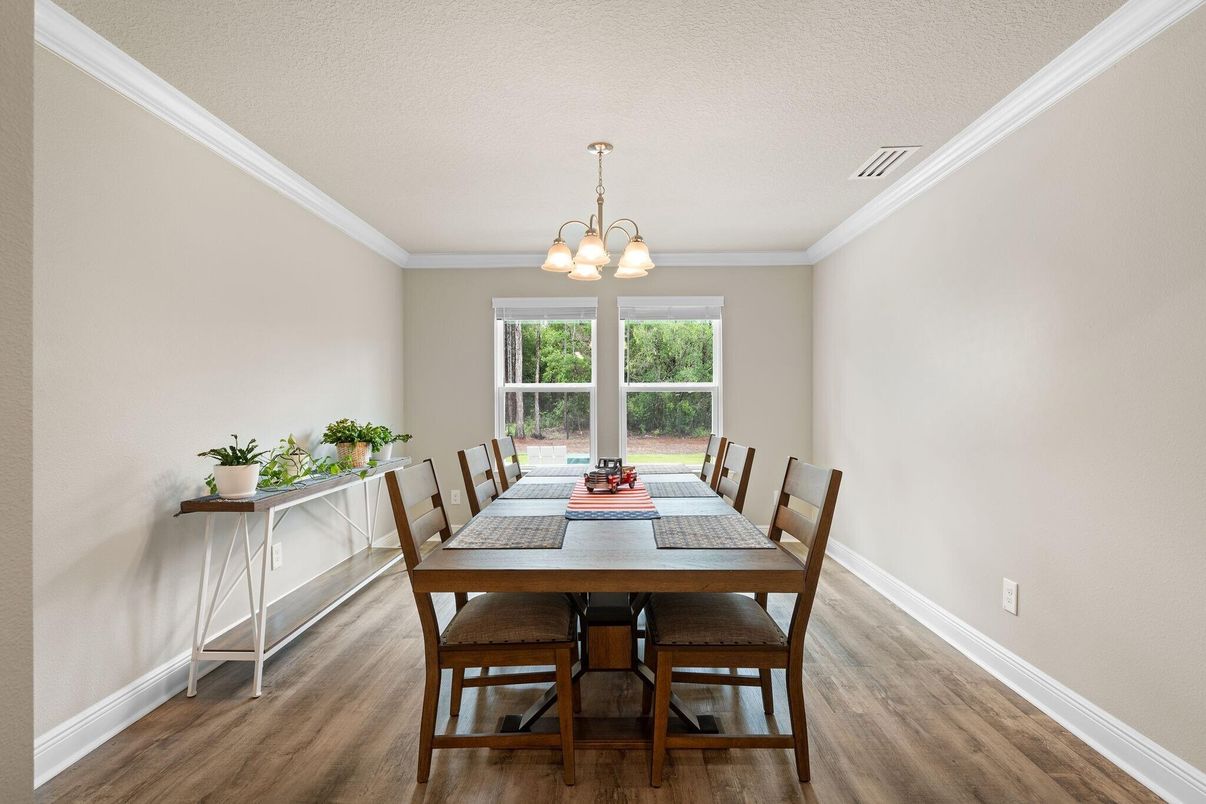 Chandelier, Dining room, Interior, Wood Texture Flooring