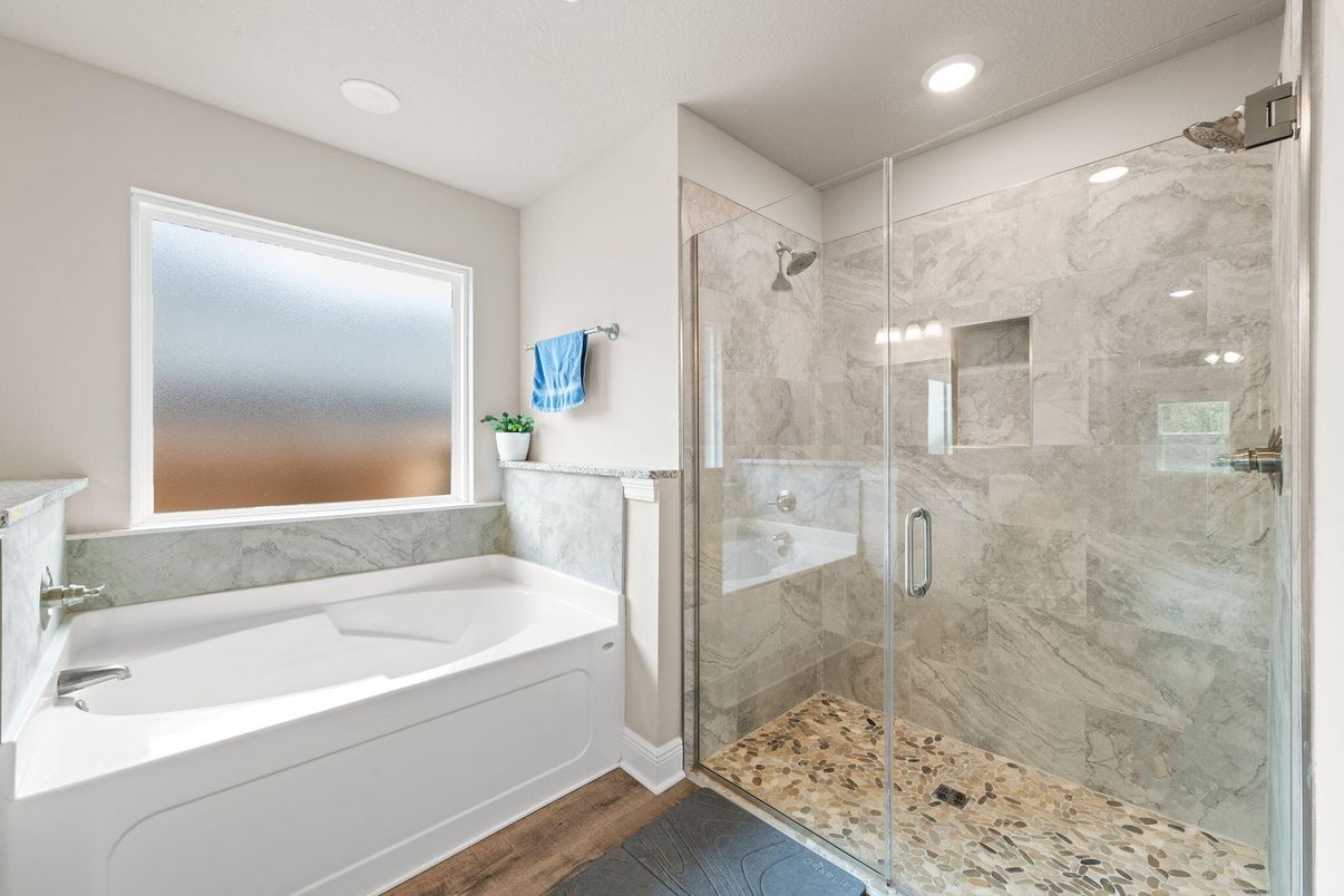 Bathroom, Glass Shower, Interior, Marble Walls, Recessed Lighting