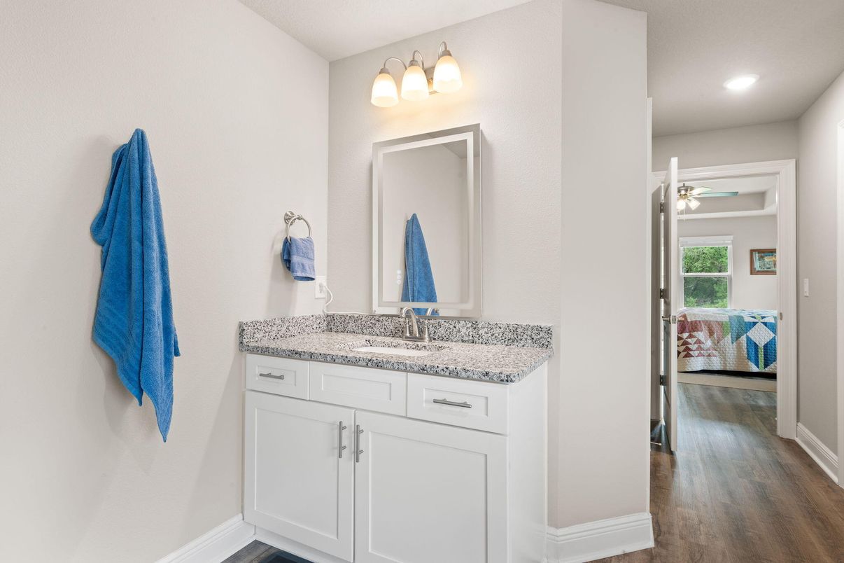 Bathroom, Interior, Recessed Lighting, Wood Texture Flooring