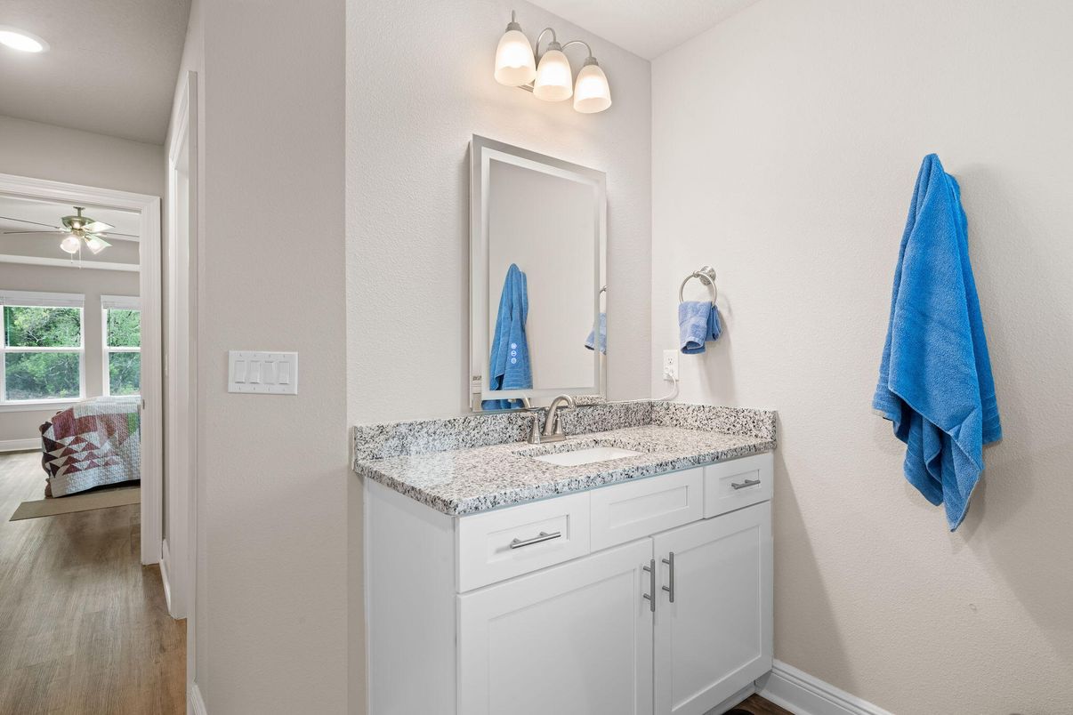 Bathroom, Interior, Recessed Lighting, Wood Texture Flooring