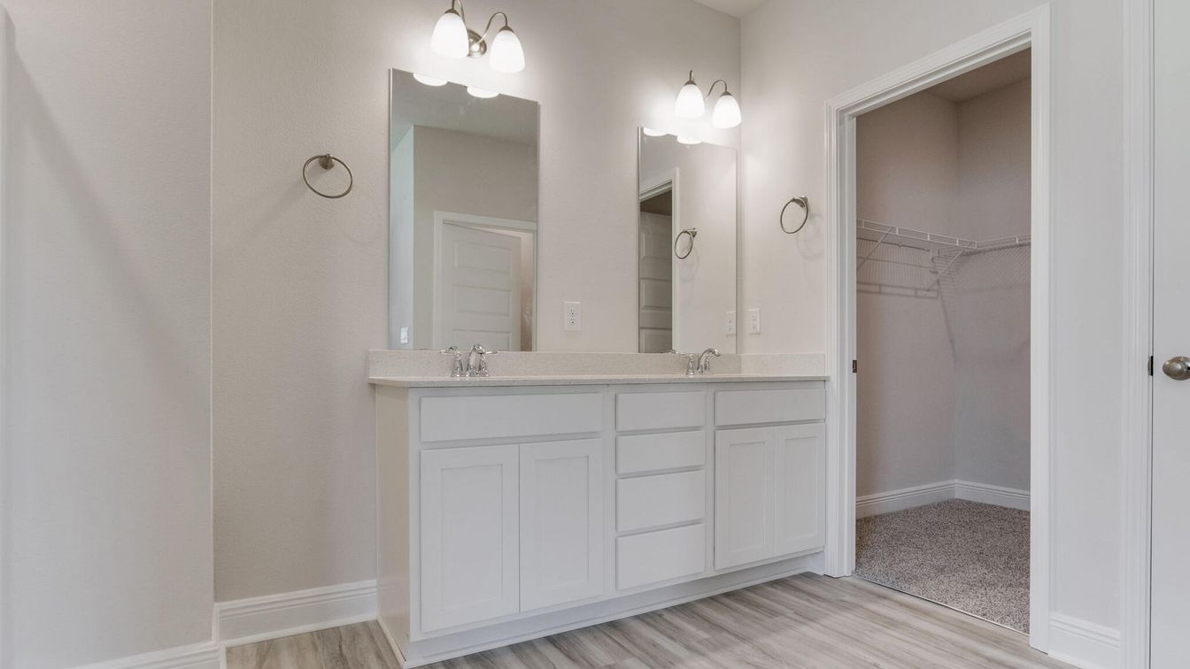 Bathroom, Dual Sink Vanities, Interior, Walk-in Closets, Wood Texture Flooring