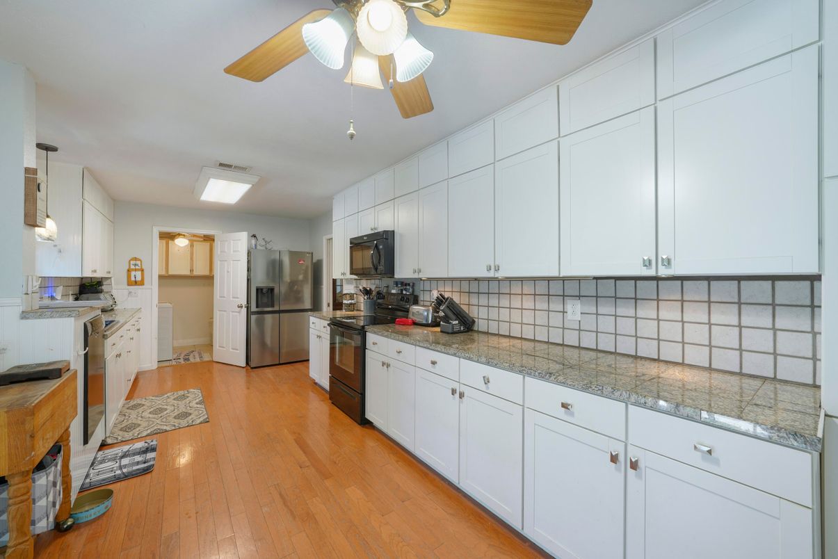 Interior, Kitchen, Pendant Lights, Stainless Steel Appliances, Wood Texture Flooring
