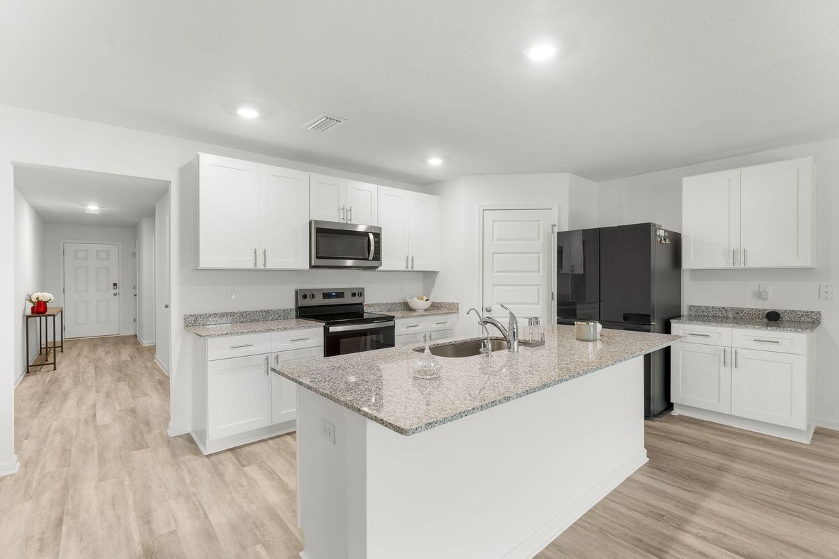 Interior, Kitchen, Recessed Lighting, Wood Texture Flooring