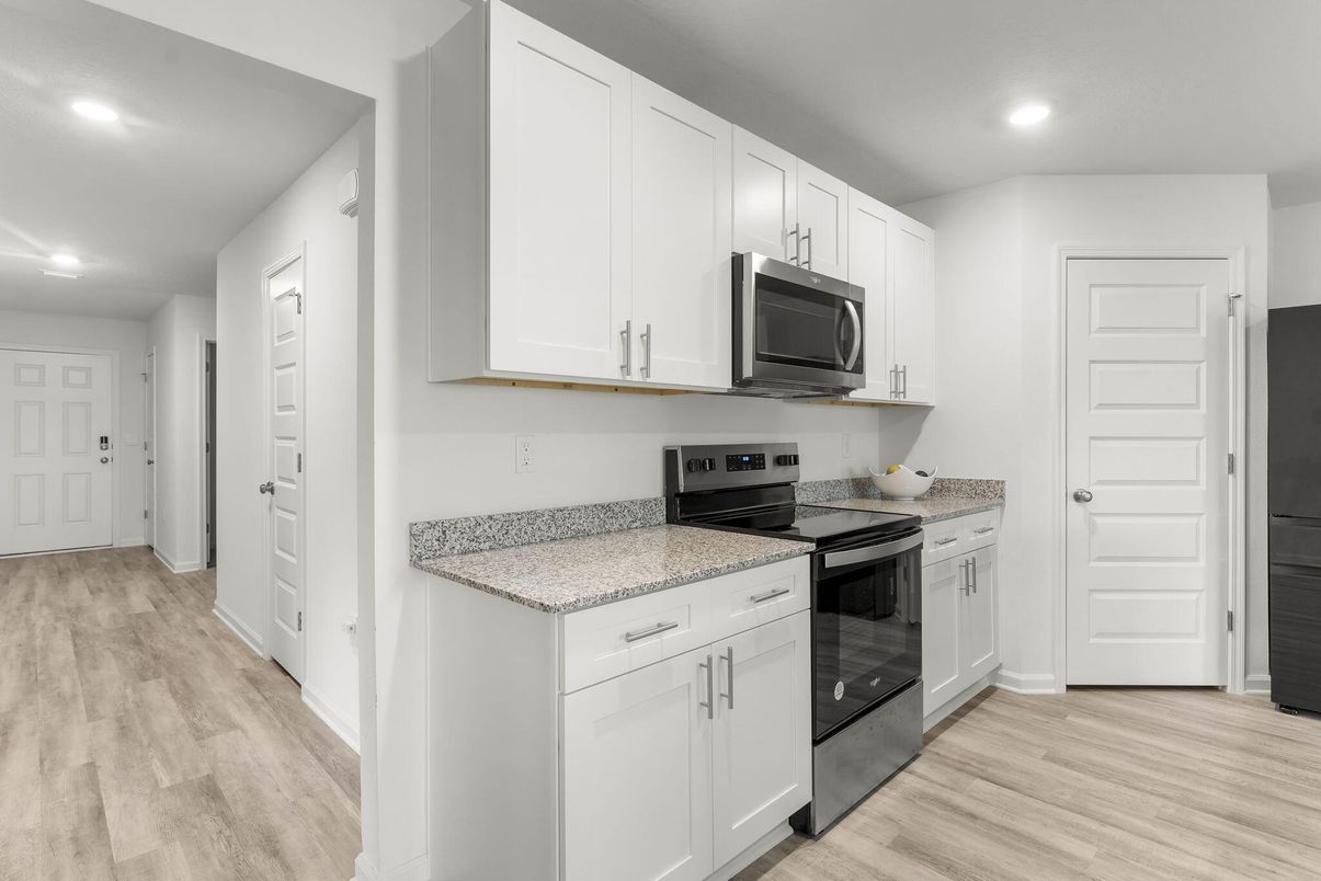 Interior, Kitchen, Recessed Lighting, Wood Texture Flooring
