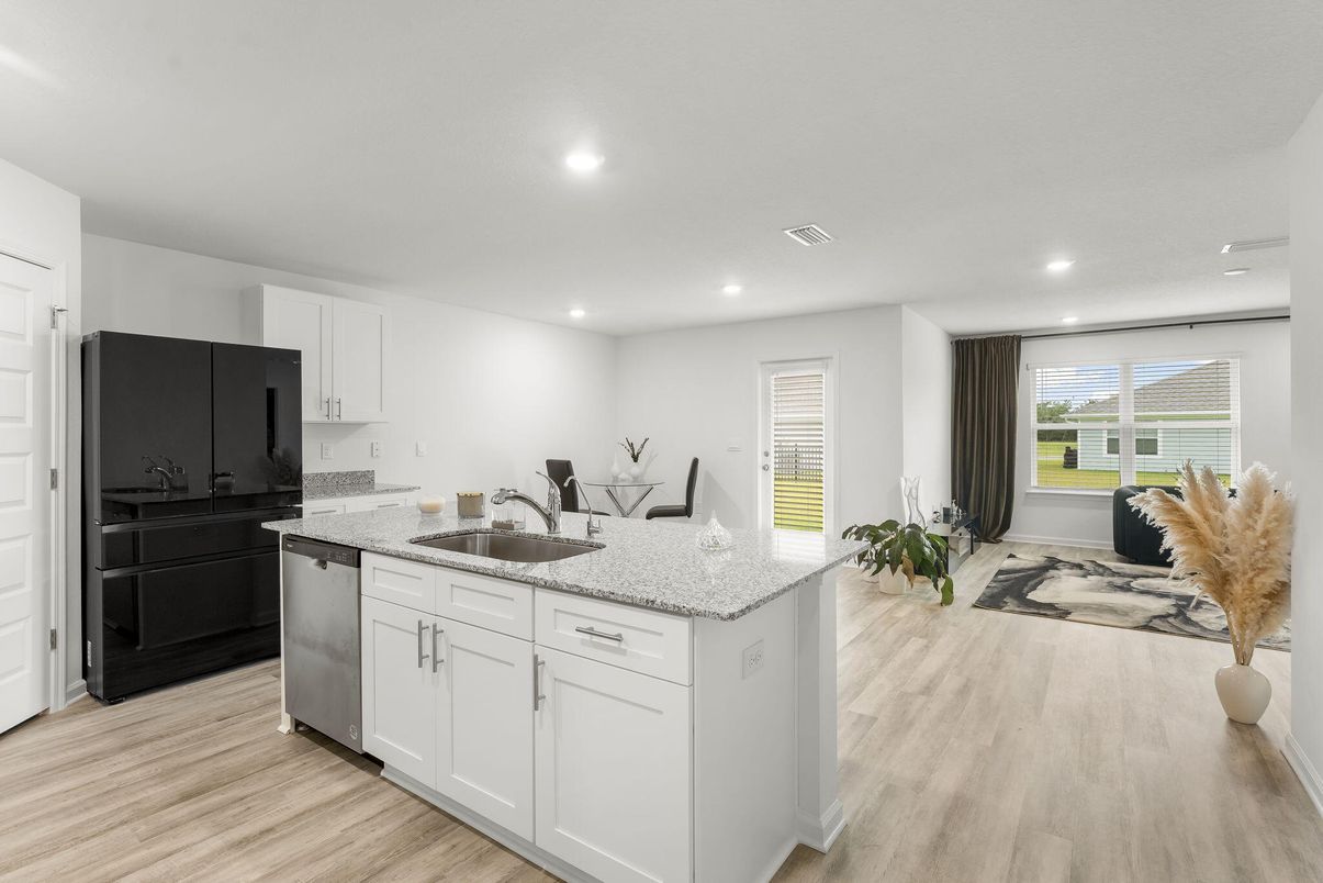 Interior, Kitchen, Recessed Lighting, Wood Texture Flooring
