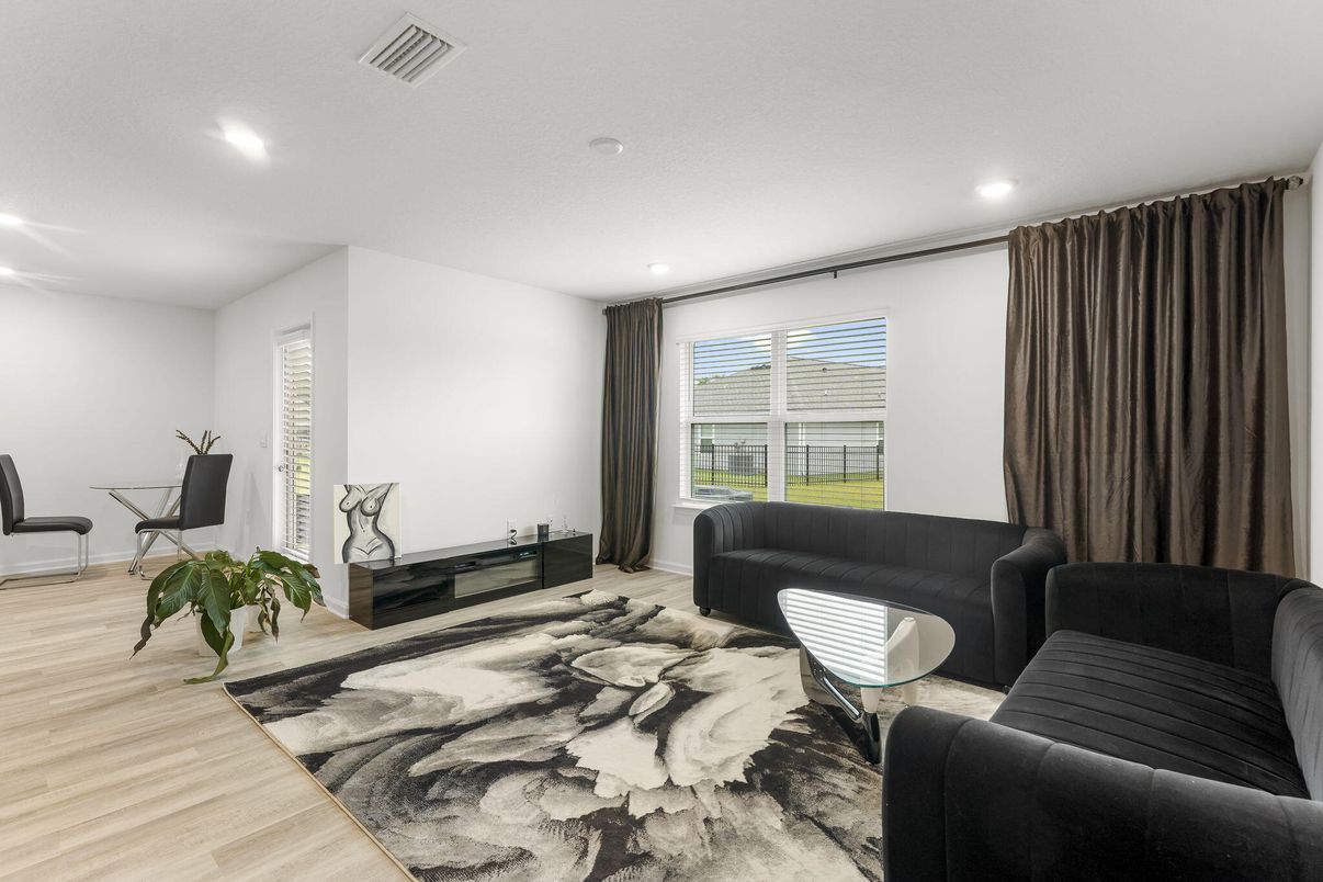 Interior, Living room, Recessed Lighting, Wood Texture Flooring