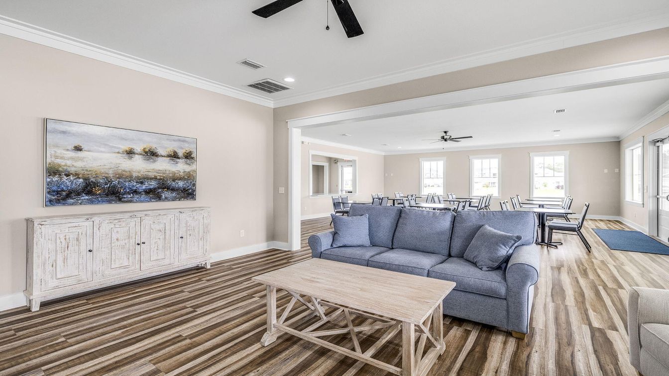 Dining room, Interior, Living room, Recessed Lighting, Wood Texture Flooring