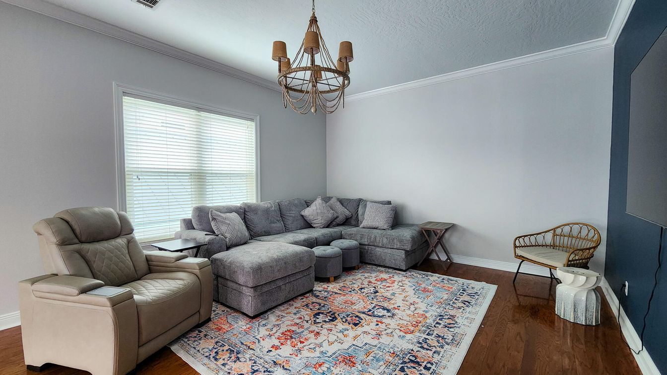 Chandelier, Interior, Living room, Wood Texture Flooring