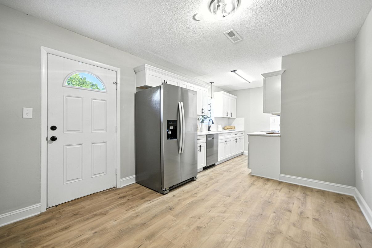 Interior, Kitchen, Pendant Lights, Stainless Steel Appliances, Wood Texture Flooring