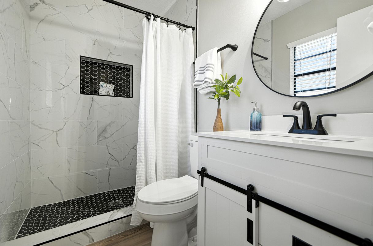 Bathroom, Interior, Marble Walls, Wood Texture Flooring
