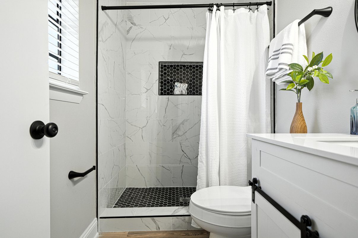 Bathroom, Glass Shower, Interior, Marble Walls