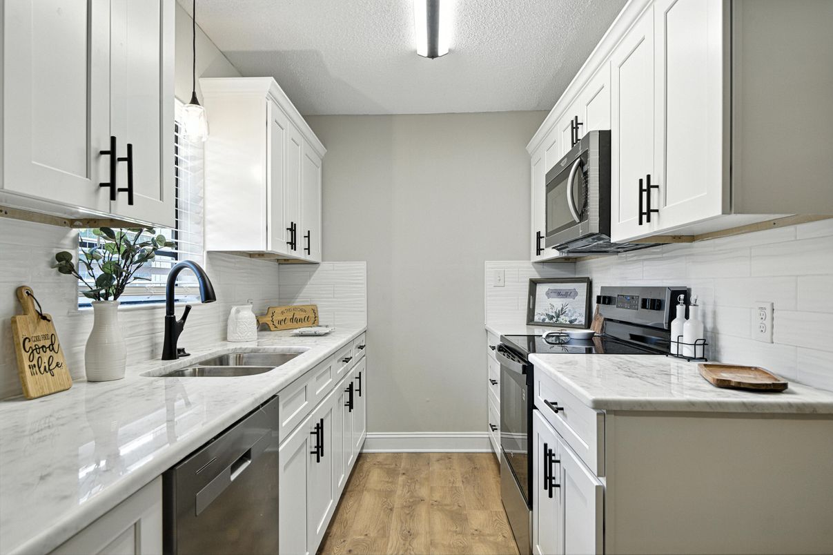 Interior, Kitchen, Stainless Steel Appliances, Wood Texture Flooring
