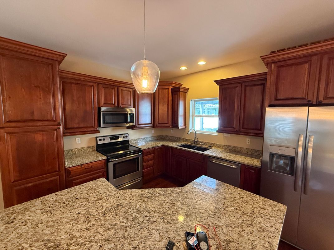 Interior, Kitchen, Pendant Lights, Recessed Lighting, Stainless Steel Appliances