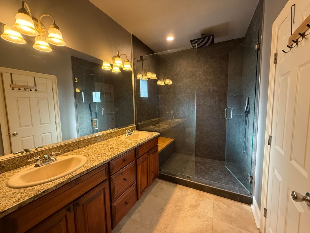 Bathroom, Dual Sink Vanities, Glass Shower, Interior, Recessed Lighting