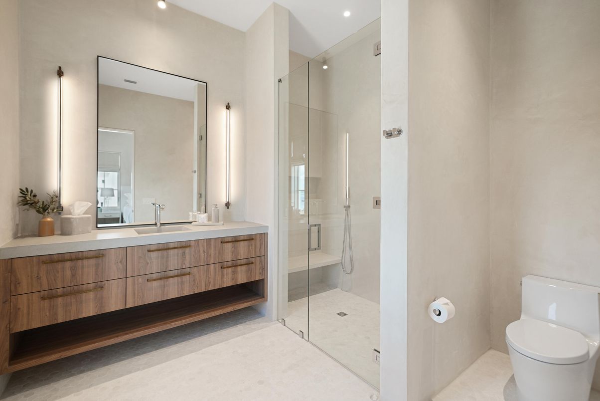 Bathroom, Glass Shower, Interior, Recessed Lighting