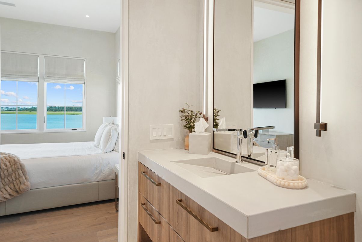 Bathroom, Bedroom, Interior, Recessed Lighting, Water, Wood Texture Flooring