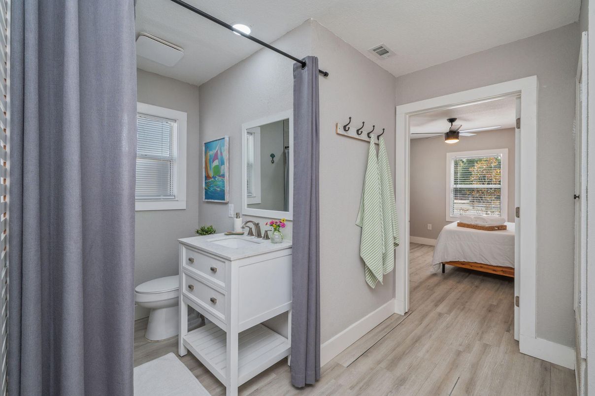 Bathroom, Bedroom, Interior, Recessed Lighting, Wood Texture Flooring