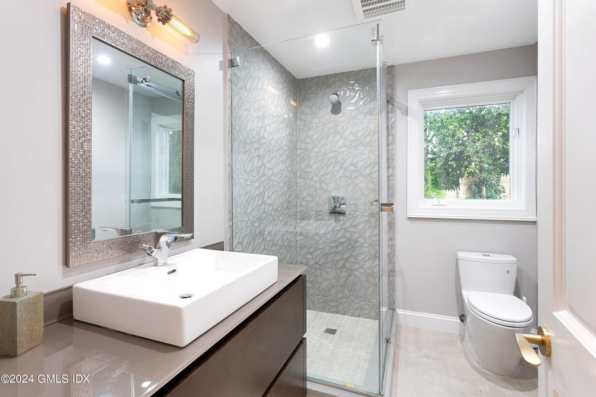 Bathroom, Glass Shower, Interior, Recessed Lighting
