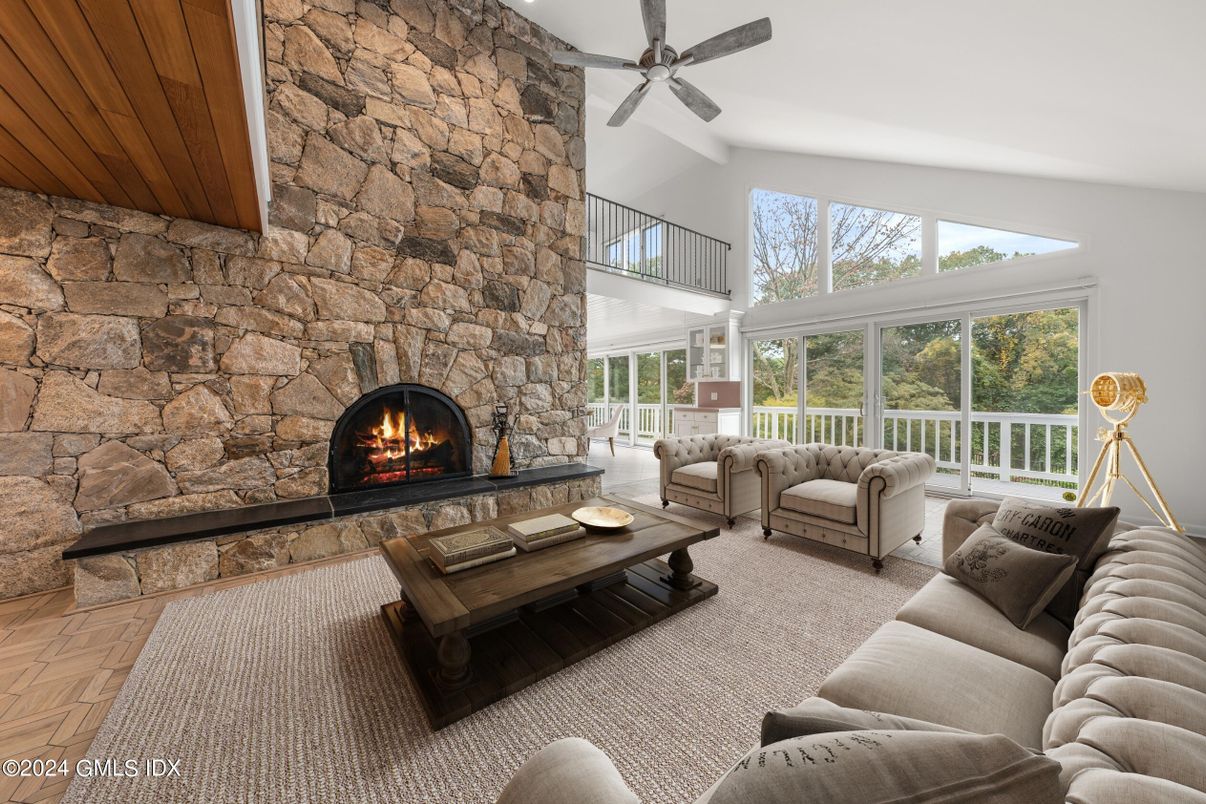 Fireplace, Interior, Living room, Stone Walls, Sun Room