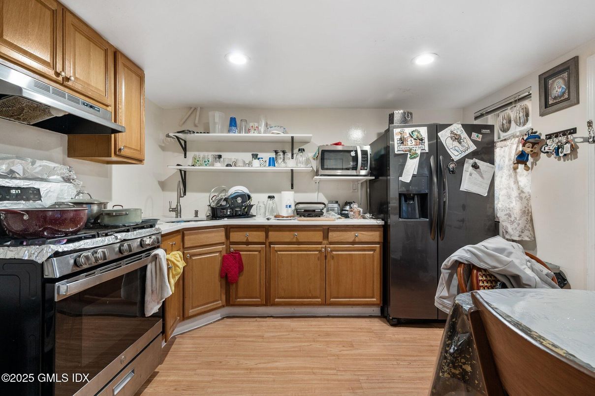 Interior, Kitchen, Recessed Lighting, Wood Texture Flooring