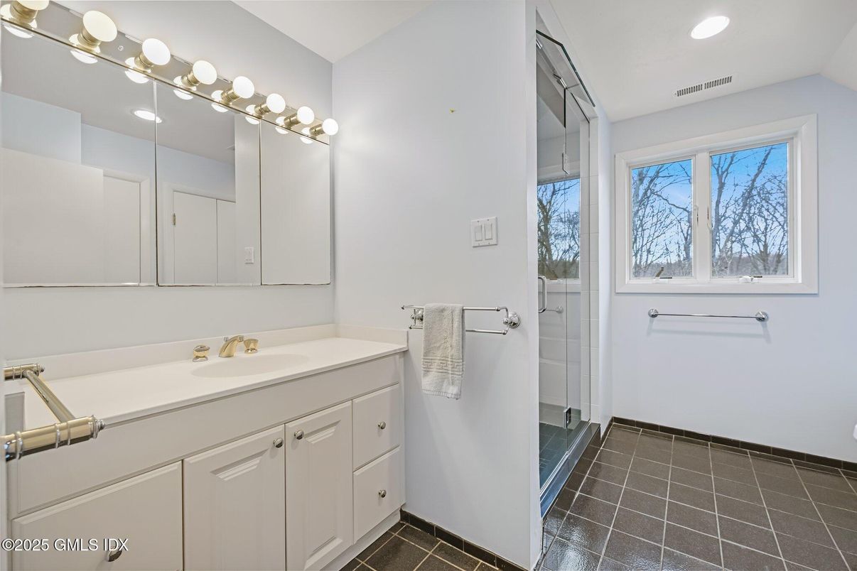 Bathroom, Dual Sink Vanities, Glass Shower, Interior, Recessed Lighting