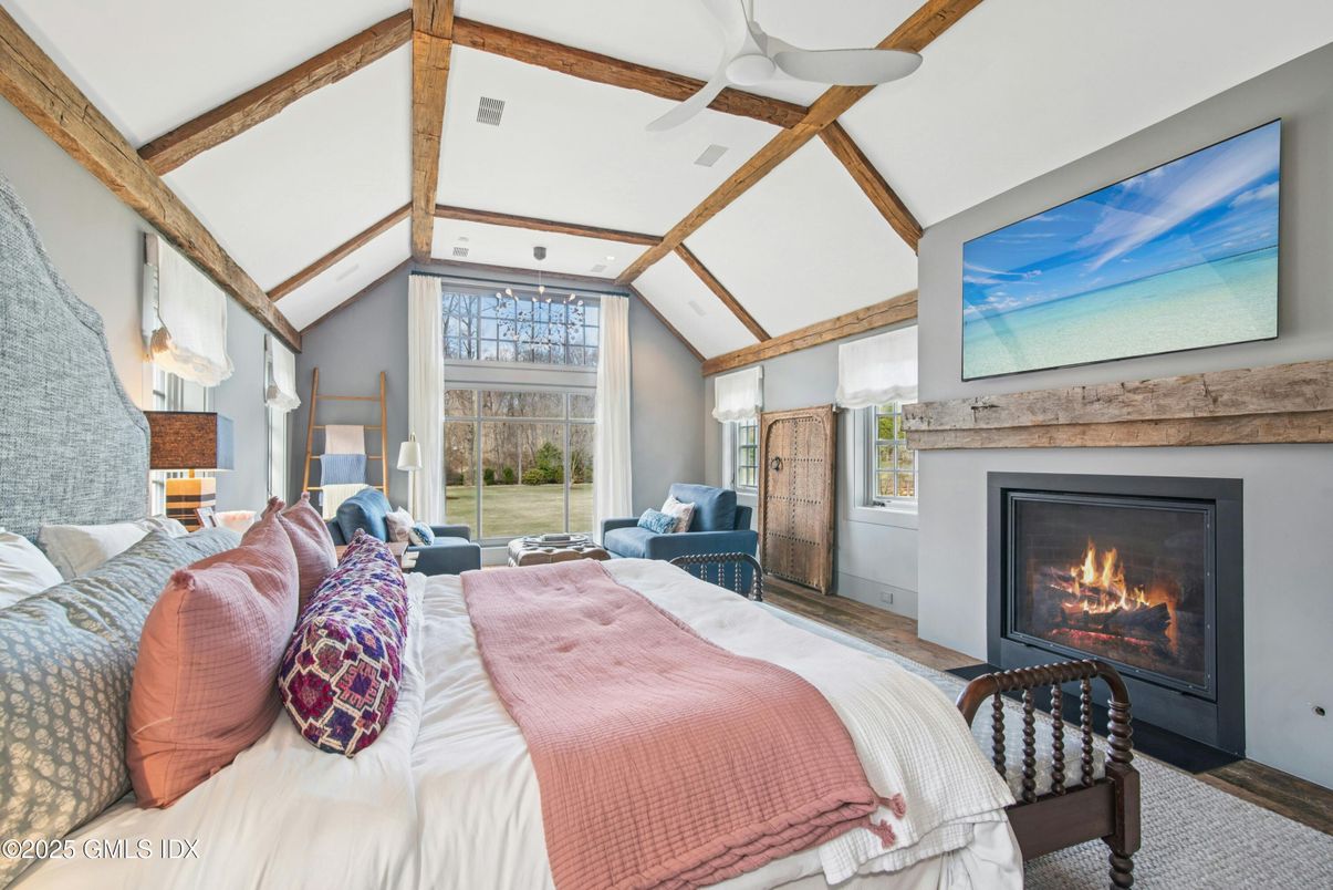 Bedroom, Fireplace, Interior, Wooden Beams