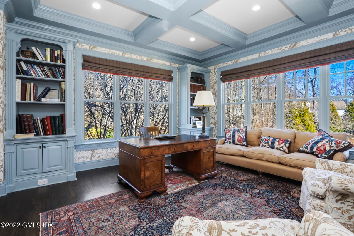 Home Office, Interior, Recessed Lighting, Wood Texture Flooring