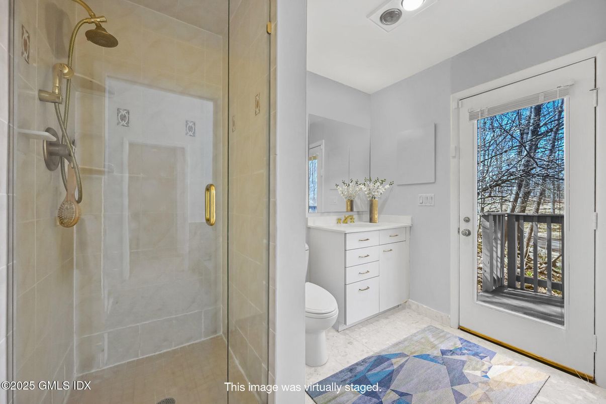 Bathroom, Glass Shower, Interior, Recessed Lighting