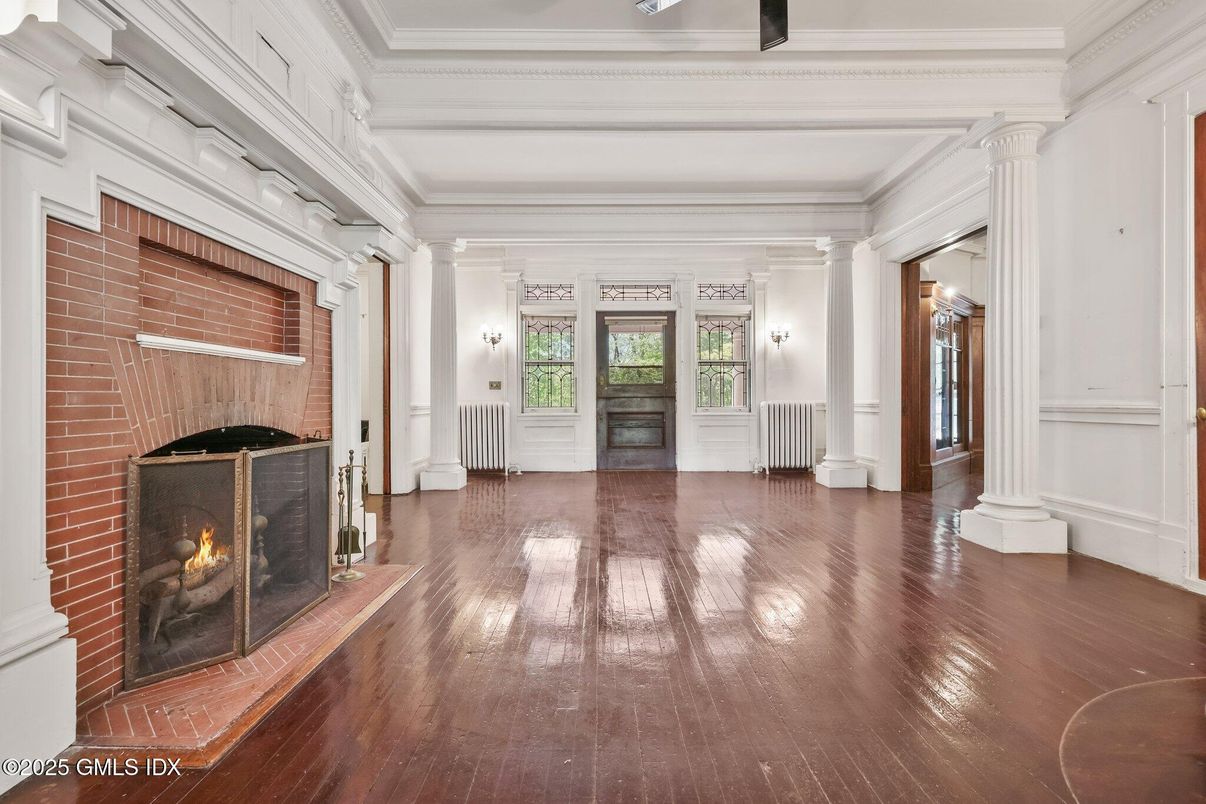 Fireplace, Interior, Stone Walls, Wood Texture Flooring