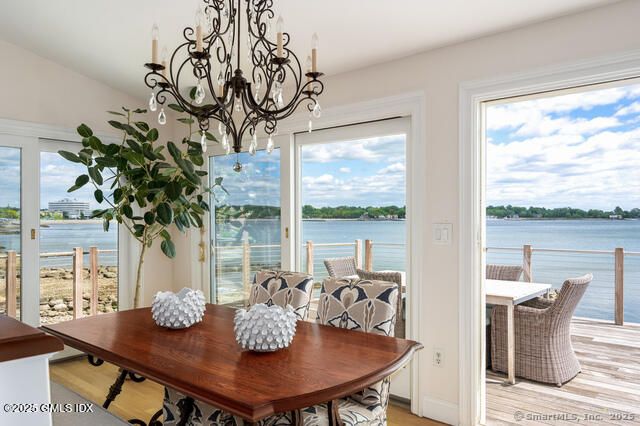 Chandelier, Dining room, Interior, Water, Wood Texture Flooring