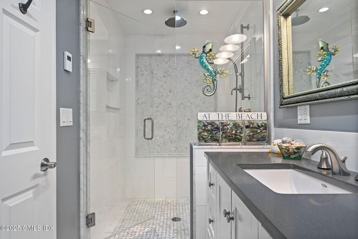 Bathroom, Glass Shower, Interior, Recessed Lighting