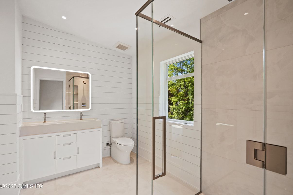 Bathroom, Glass Shower, Interior, Recessed Lighting